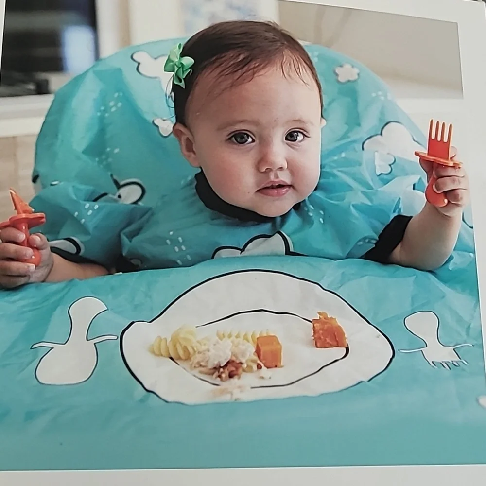 Grabease Baby All Over Bib Teal Fun Cloud Pattern